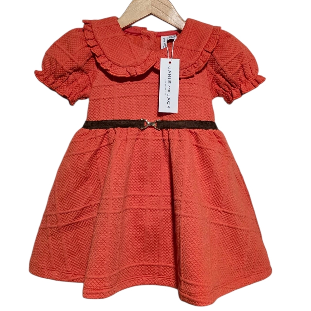 Janie and Jack The Equestrian Collared Dress Blazing Sun Size 12-18 Months NWT